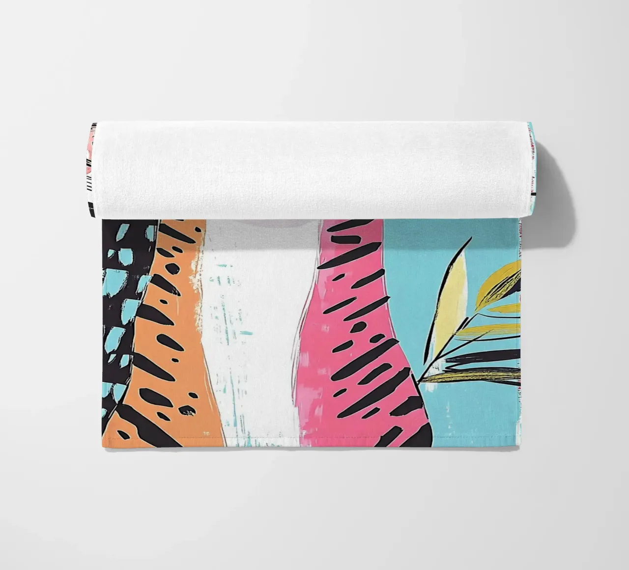 Smiling Leopard Print Cat beach towel by Damion Francis