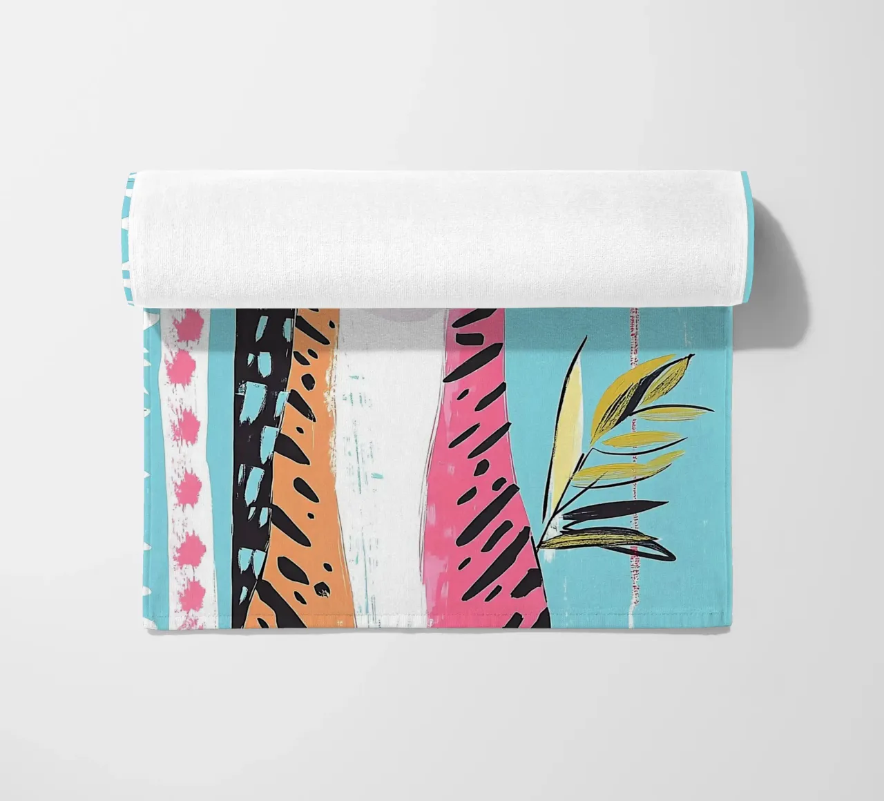 Smiling Leopard Print Cat beach towel by Damion Francis