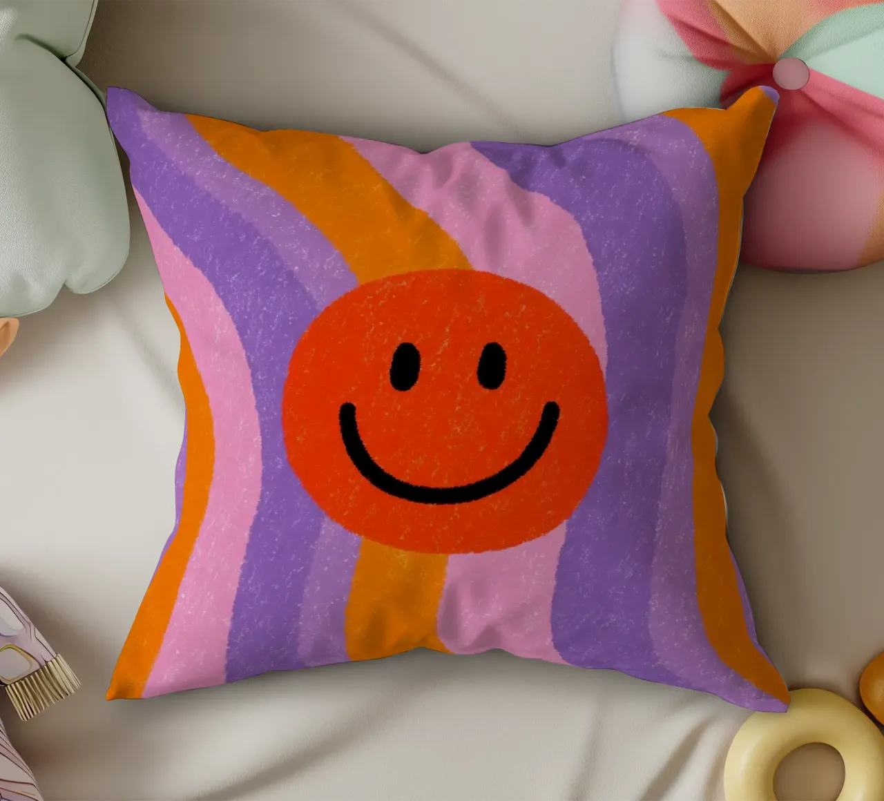 Illustrazione retrò di smile cuscino da Nikis Art Studio