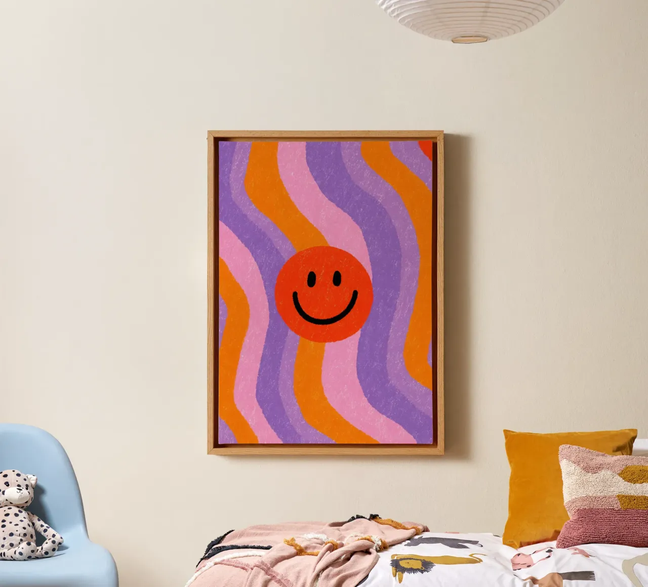 Retro Smiley Illustration canvas by Nikis Art Studio