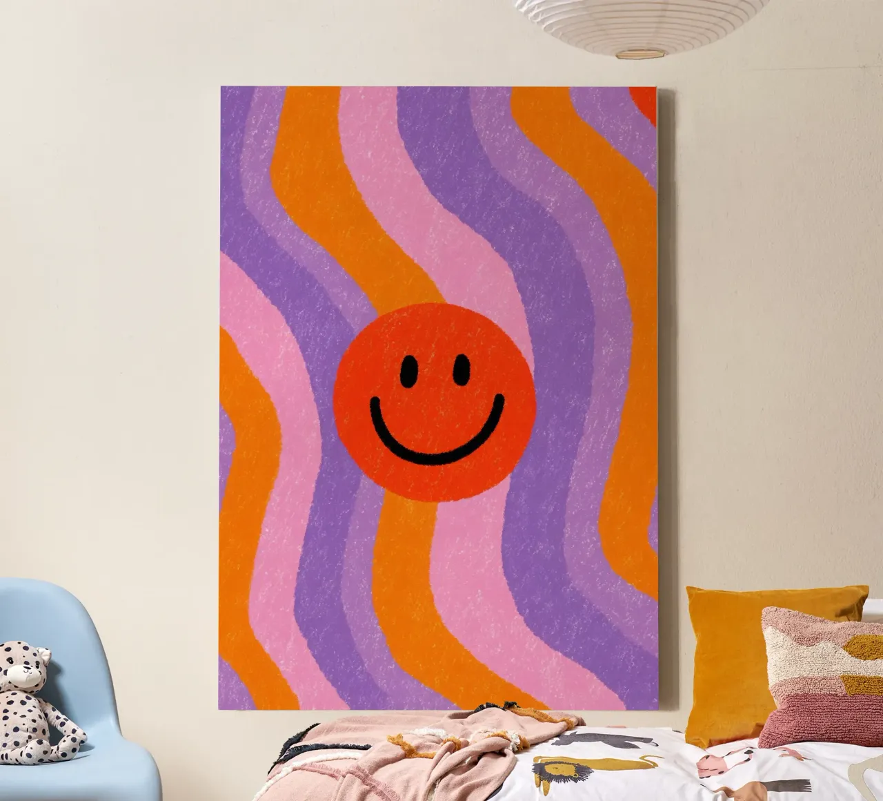 Retro Smiley Illustration canvas by Nikis Art Studio