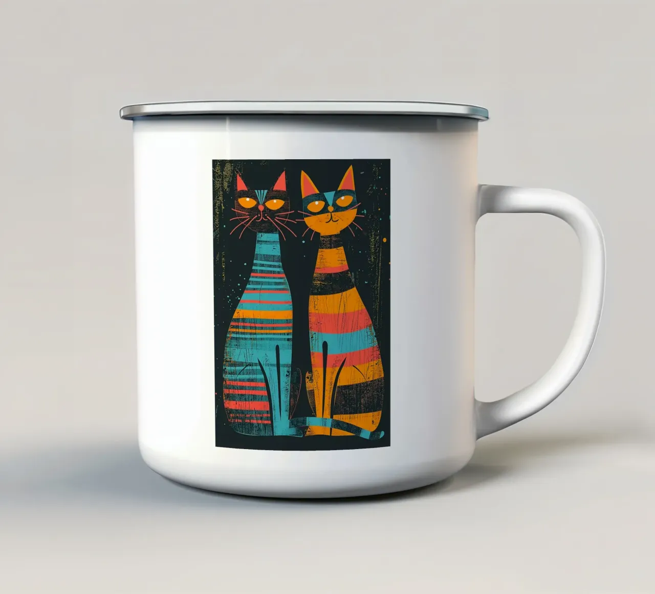Striped Graffiti Cats tazza in smalto da Damion Francis