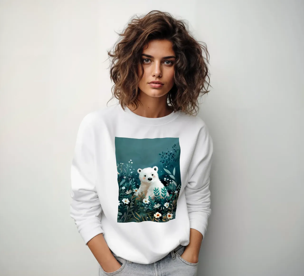 Orso polare in fiori felpa da Damion Francis