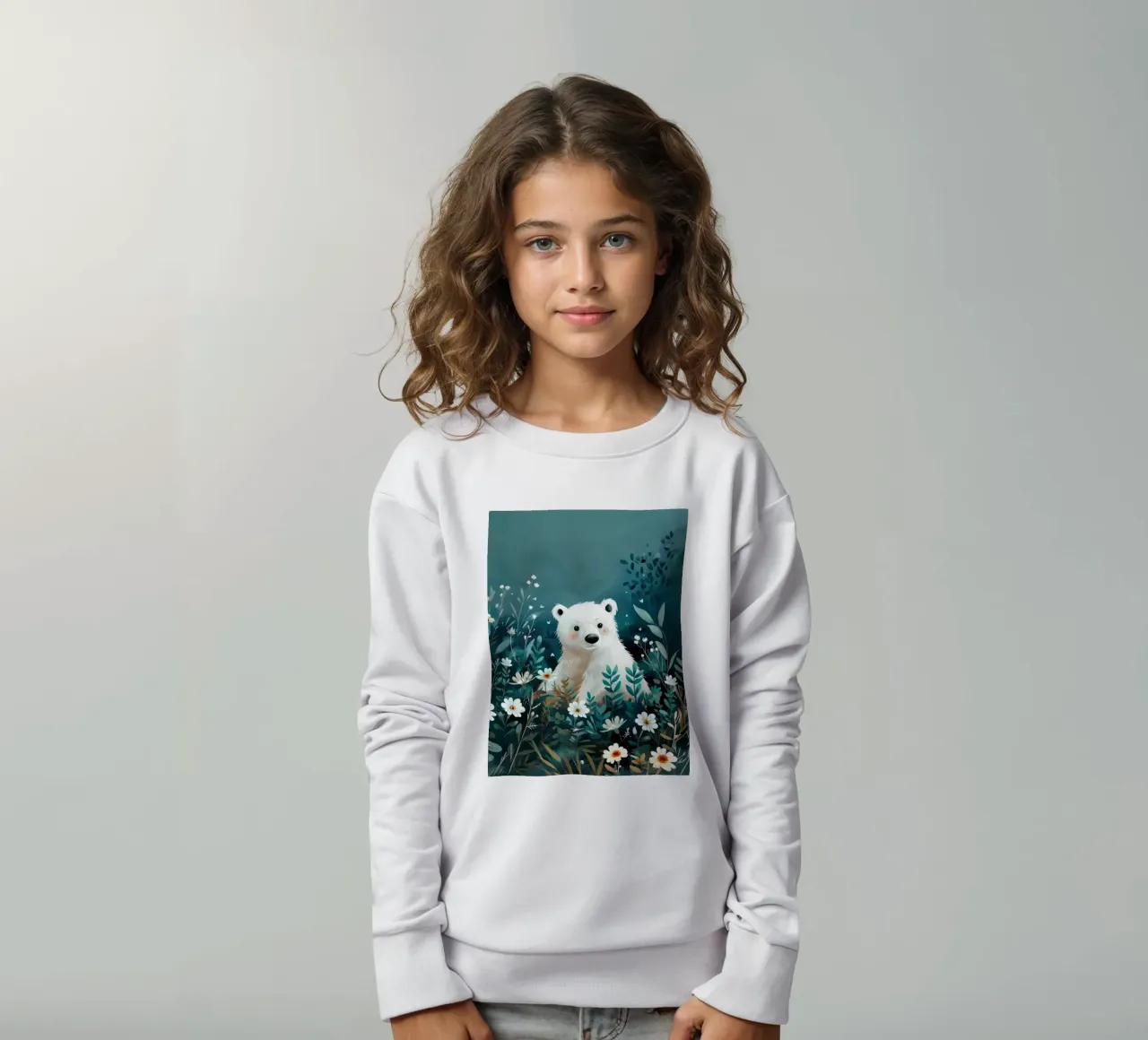 Orso polare in fiori felpa bambino da Damion Francis