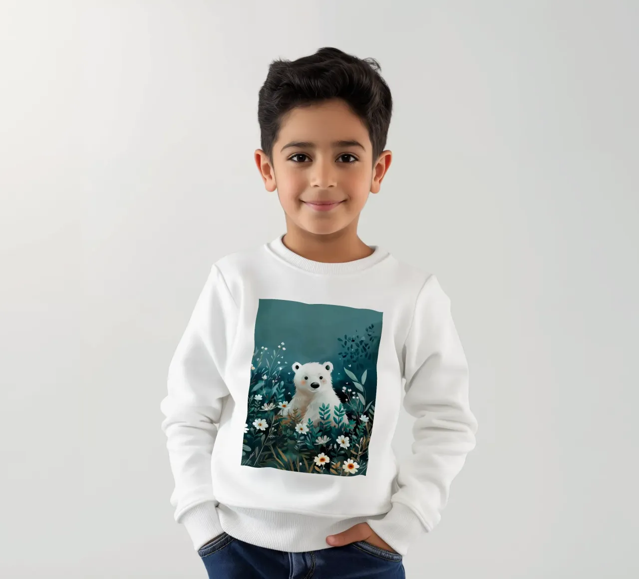 Orso polare in fiori felpa bambino da Damion Francis