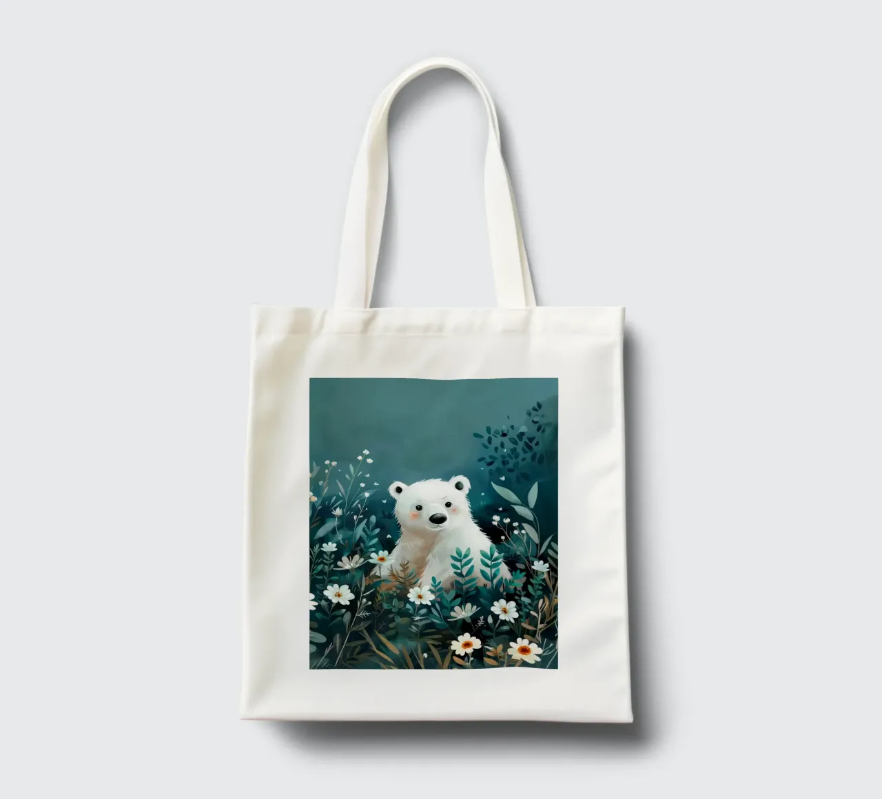 Orso polare in fiori borsa in juta da Damion Francis