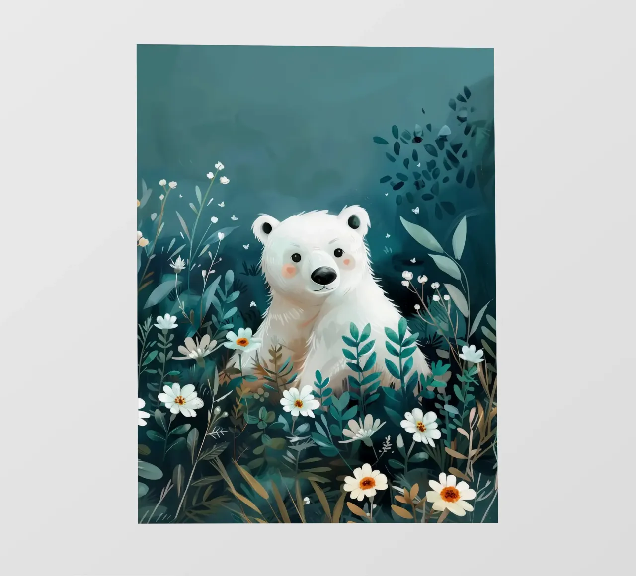 Orso polare in fiori telo in pvc da Damion Francis