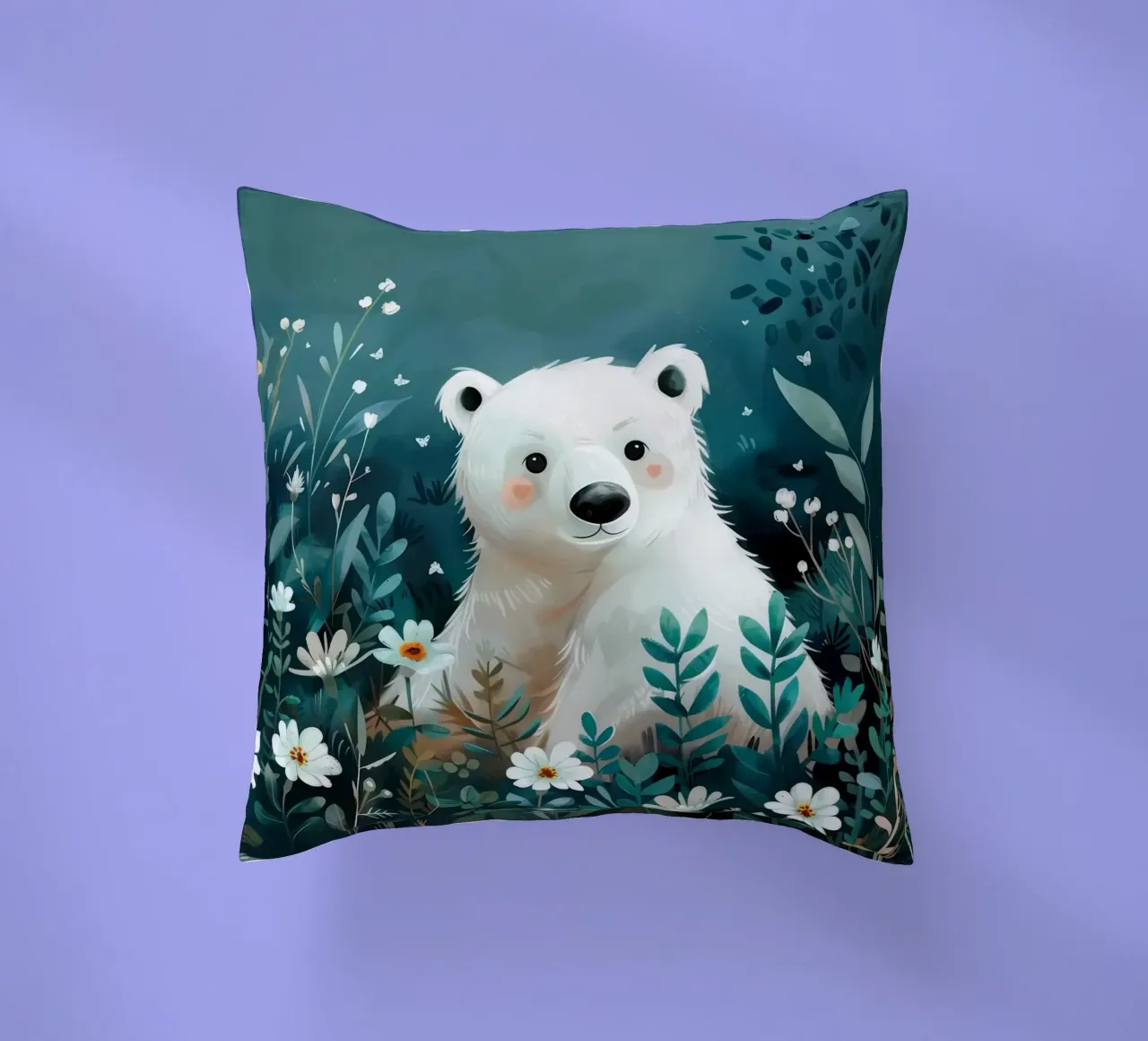 Orso polare in fiori cuscino da Damion Francis