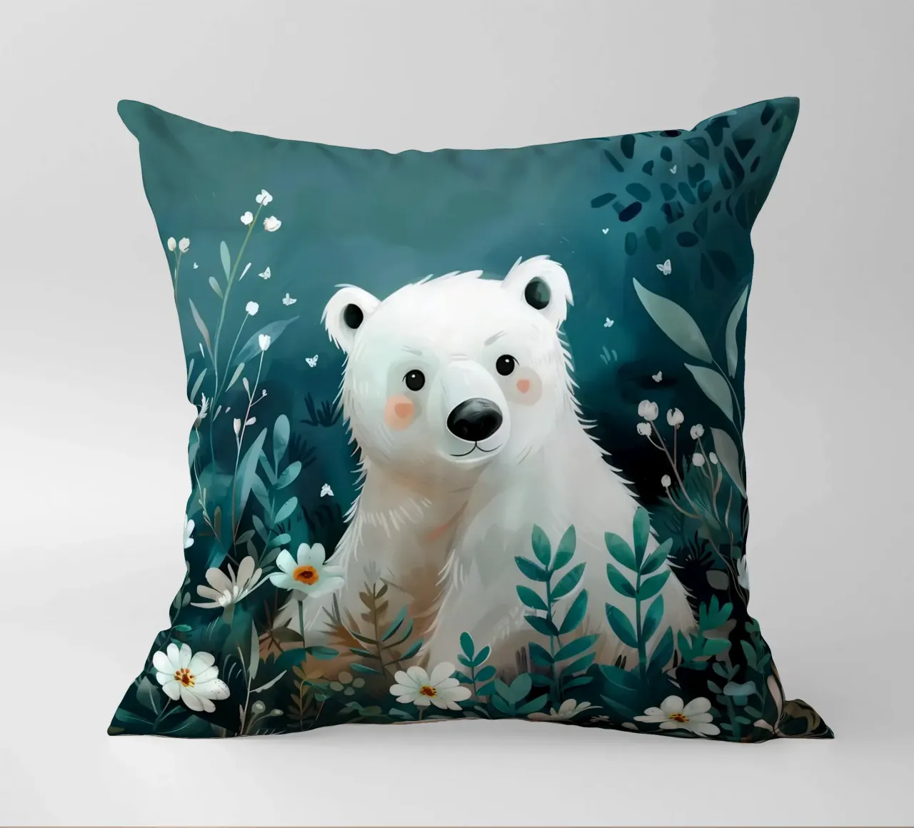 Orso polare in fiori cuscino da Damion Francis