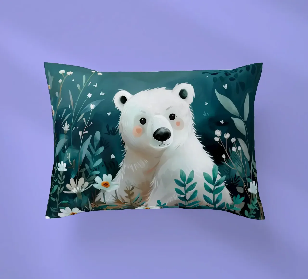 Orso polare in fiori cuscino da Damion Francis