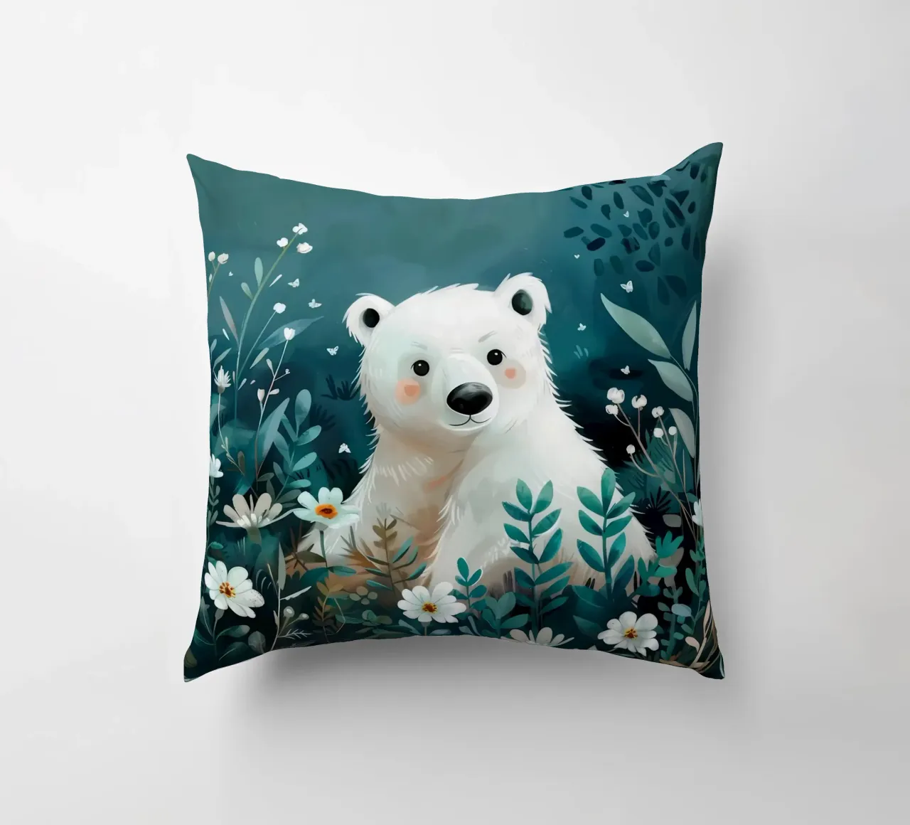 Orso polare in fiori cuscino da Damion Francis
