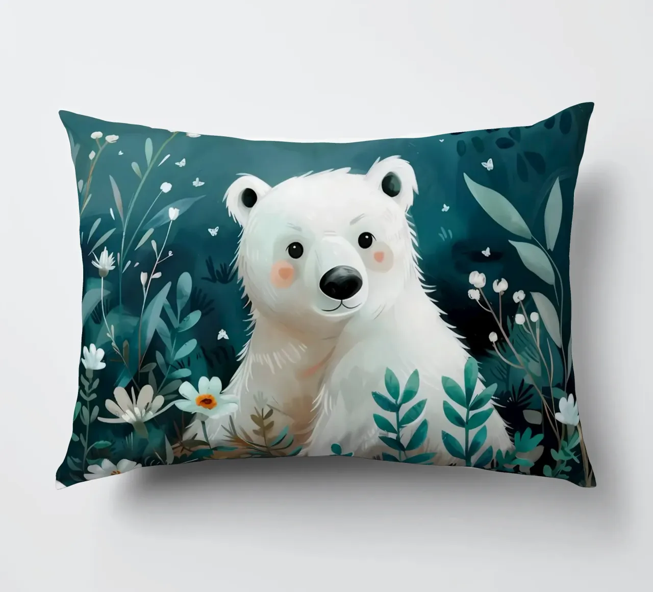 Orso polare in fiori cuscino da Damion Francis