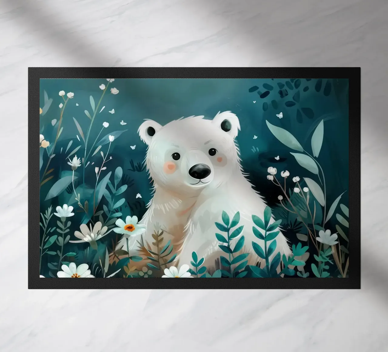 Orso polare in fiori zerbino da Damion Francis