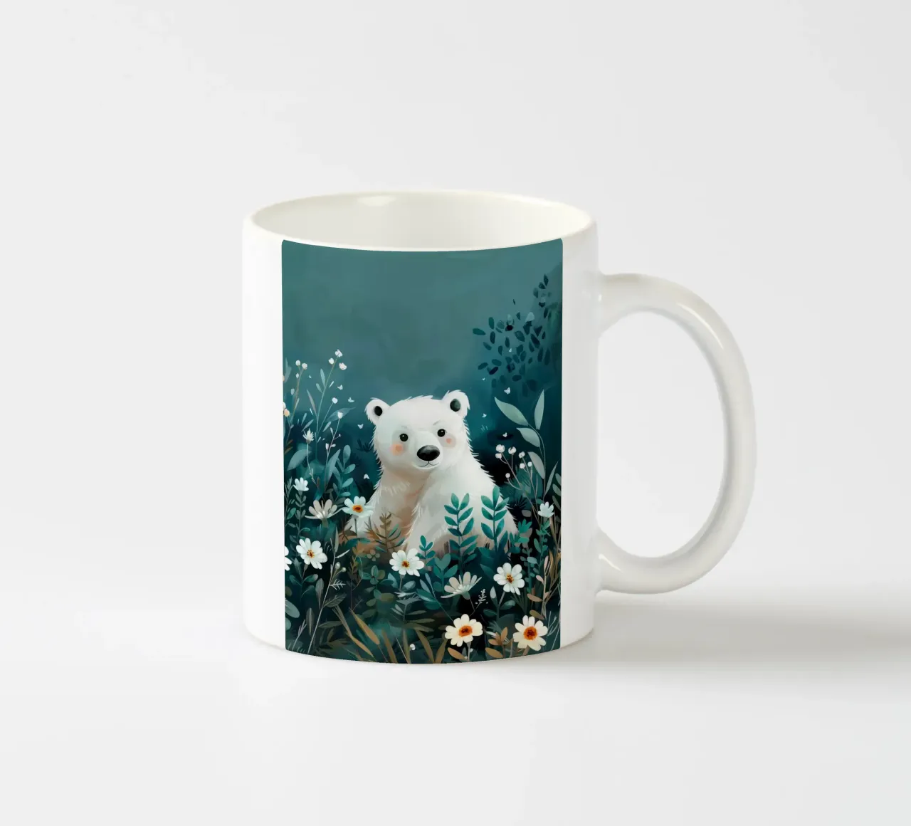 Orso polare in fiori tazza in ceramica da Damion Francis