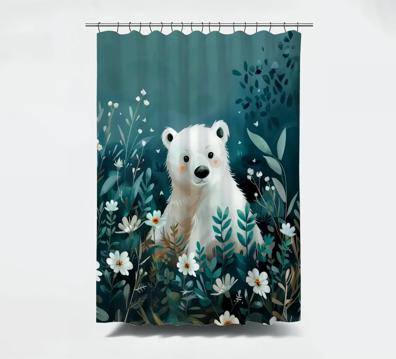 Orso polare in fiori tenda da doccia da Damion Francis