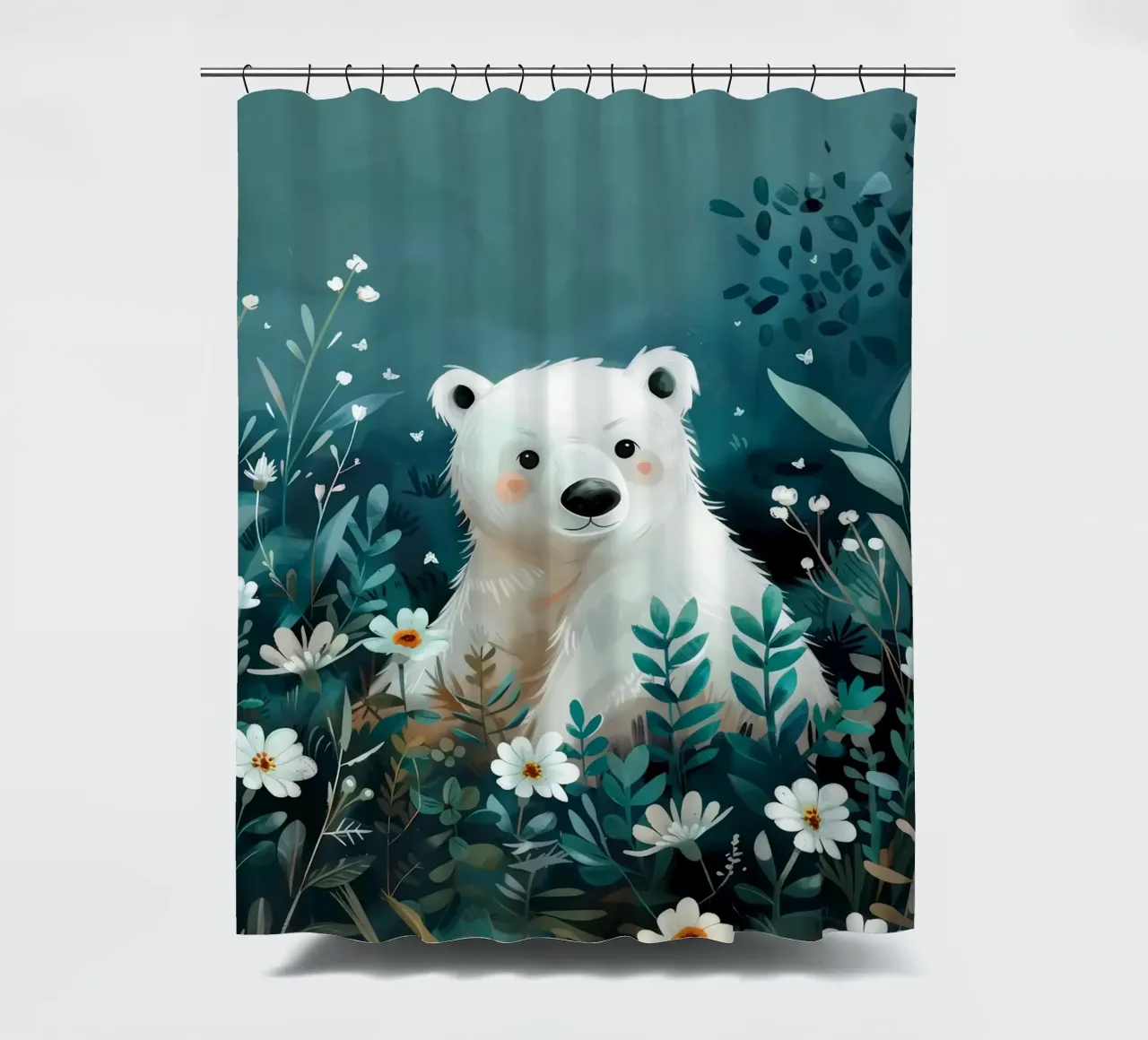 Orso polare in fiori tenda da doccia da Damion Francis