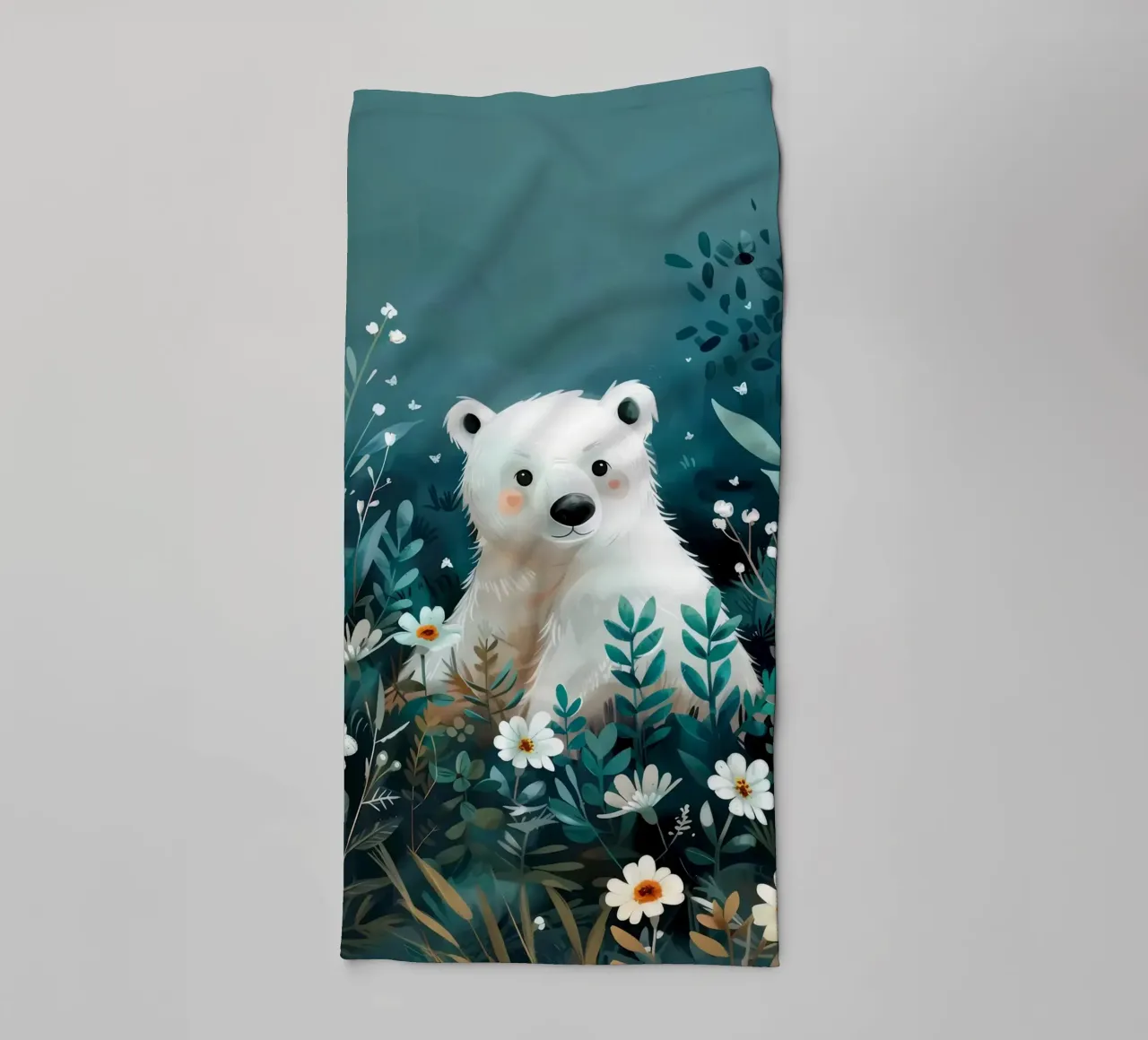 Orso polare in fiori asciugamano da bagno da Damion Francis