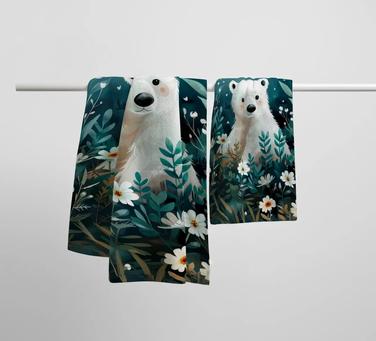 Orso polare in fiori asciugamano da bagno da Damion Francis