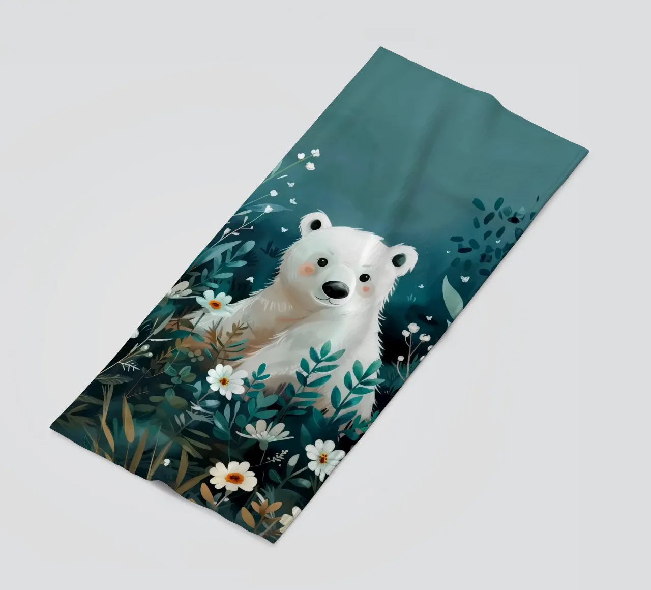 Orso polare in fiori telo mare da Damion Francis