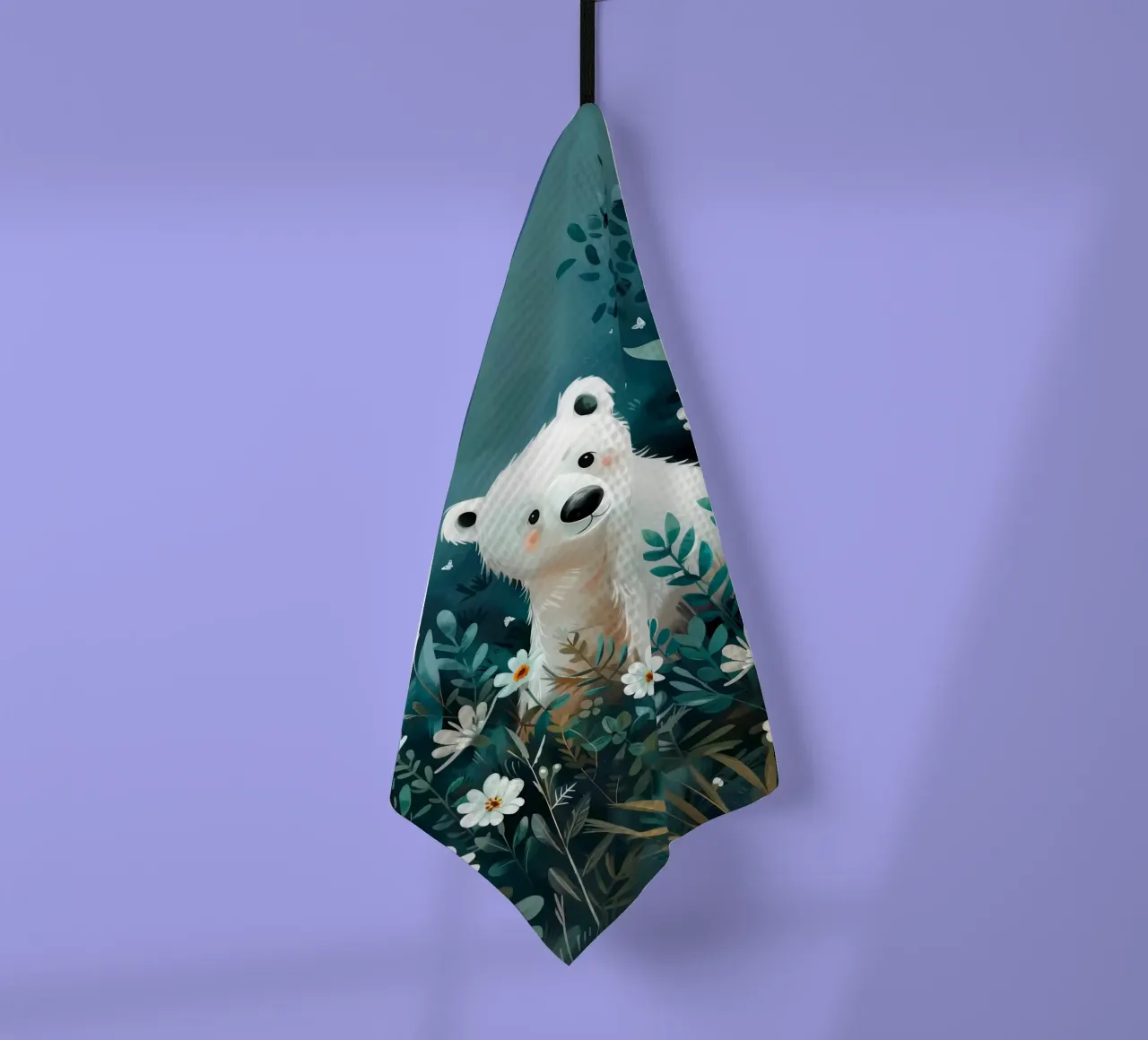 Orso polare in fiori canovaccio da cucina da Damion Francis