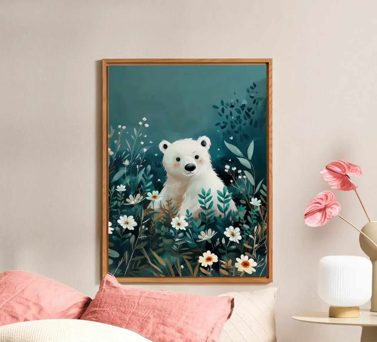 Orso polare in fiori pannello forex da Damion Francis