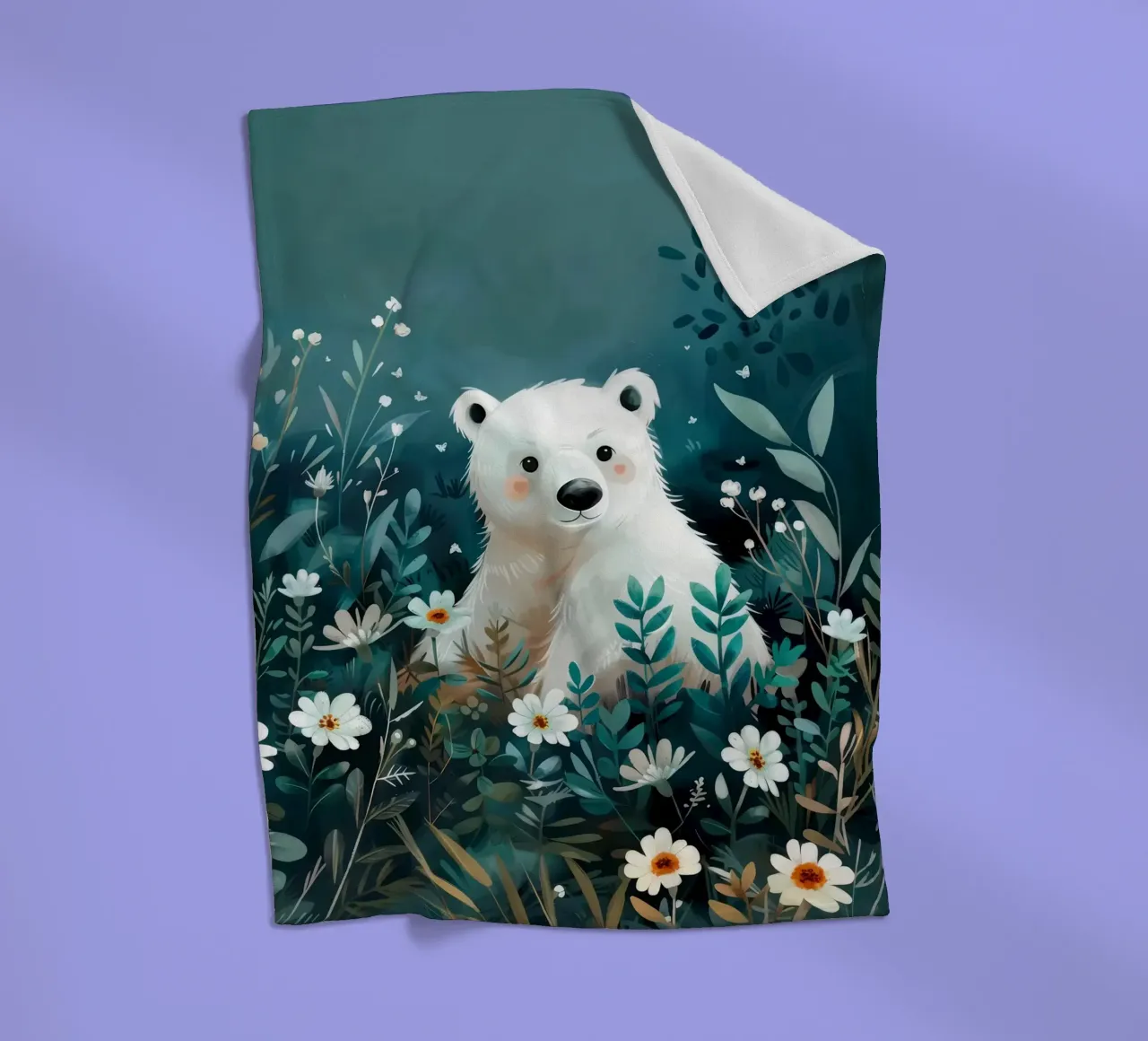 Orso polare in fiori coperta in pile da Damion Francis