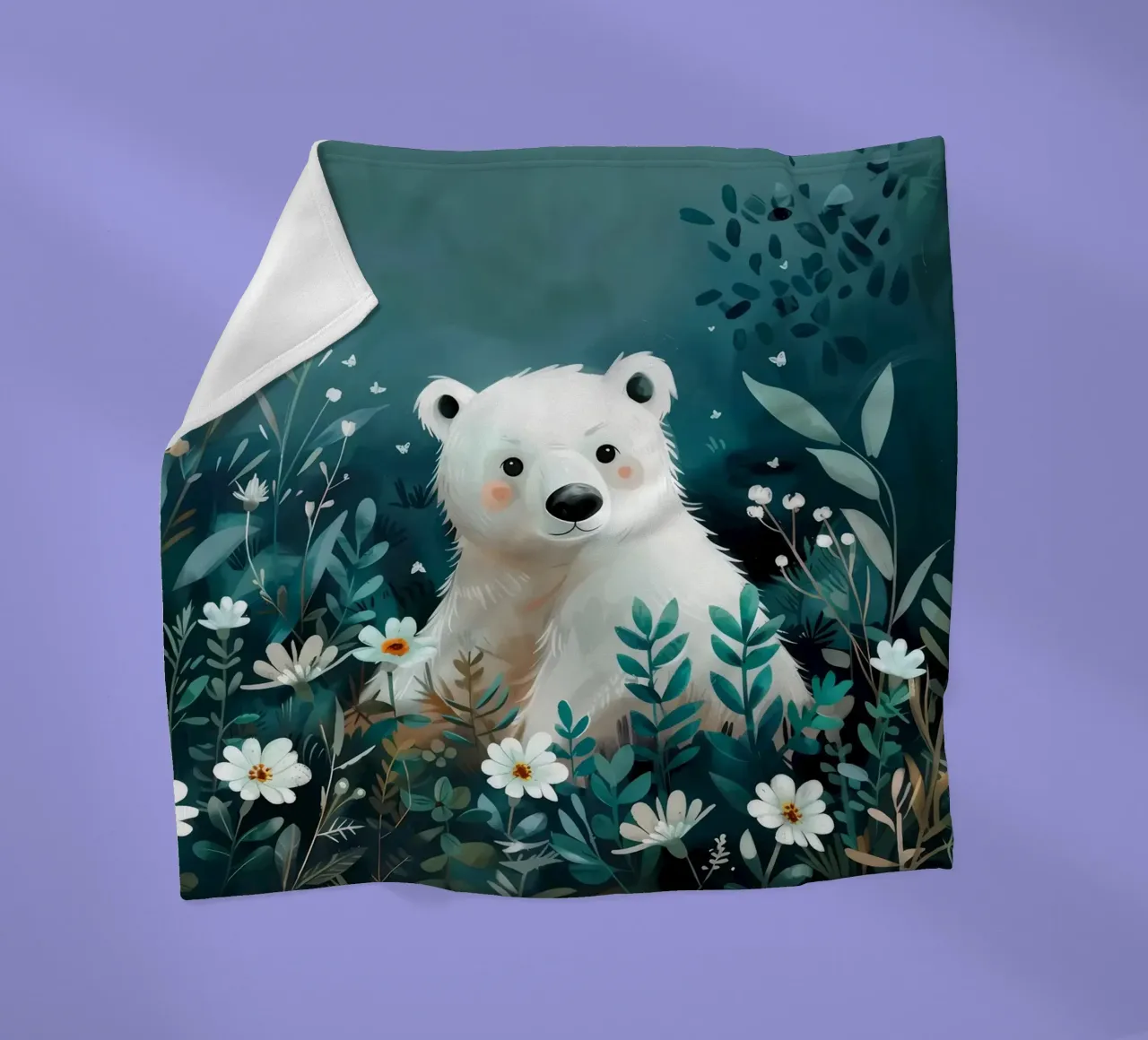 Orso polare in fiori coperta in pile da Damion Francis