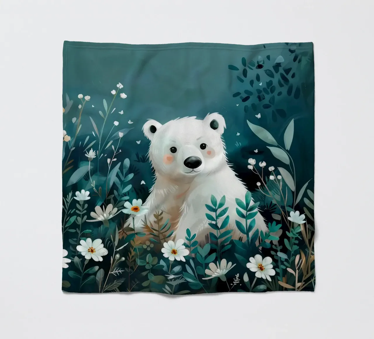 Orso polare in fiori coperta in pile da Damion Francis