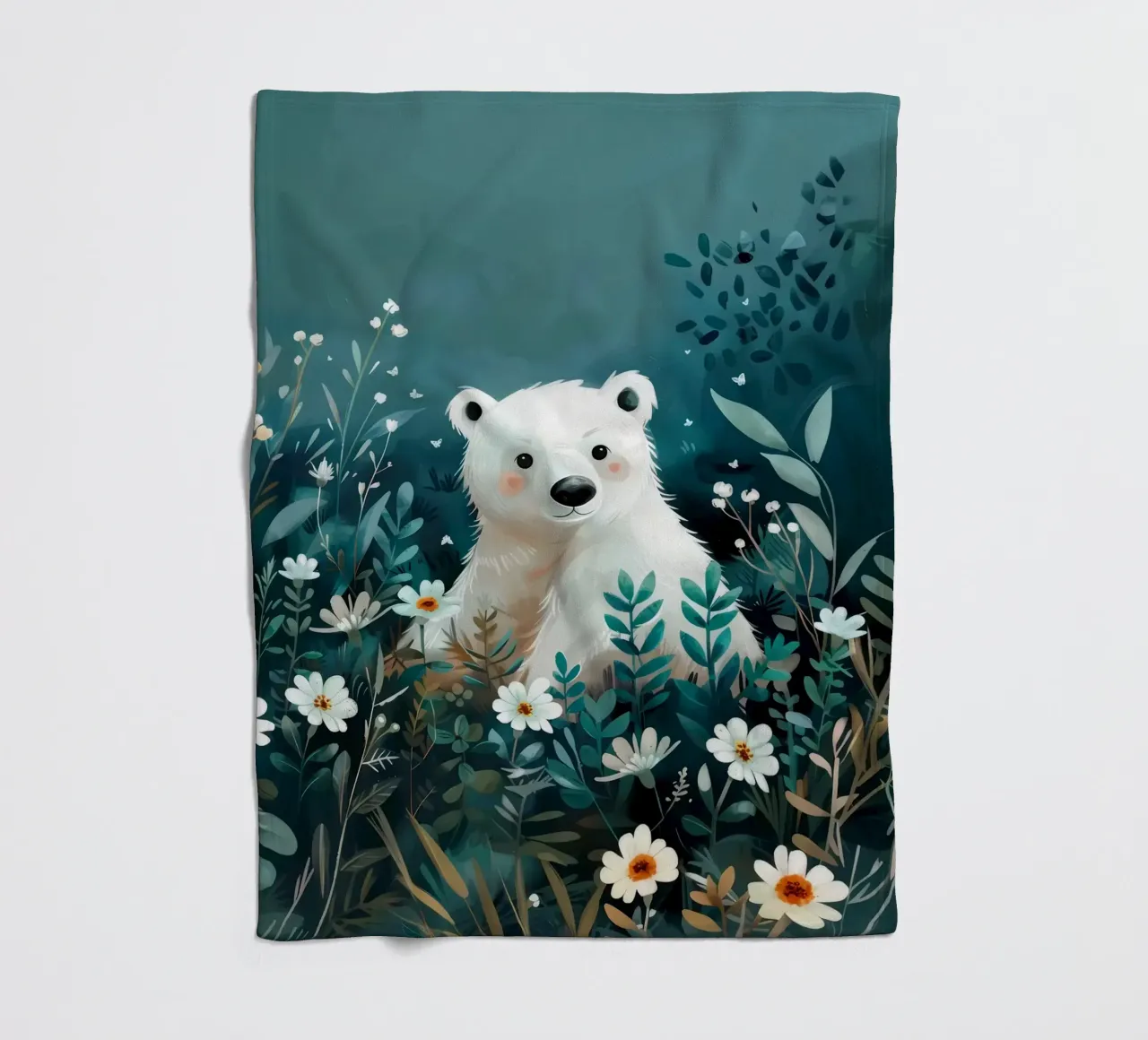Orso polare in fiori coperta in pile da Damion Francis