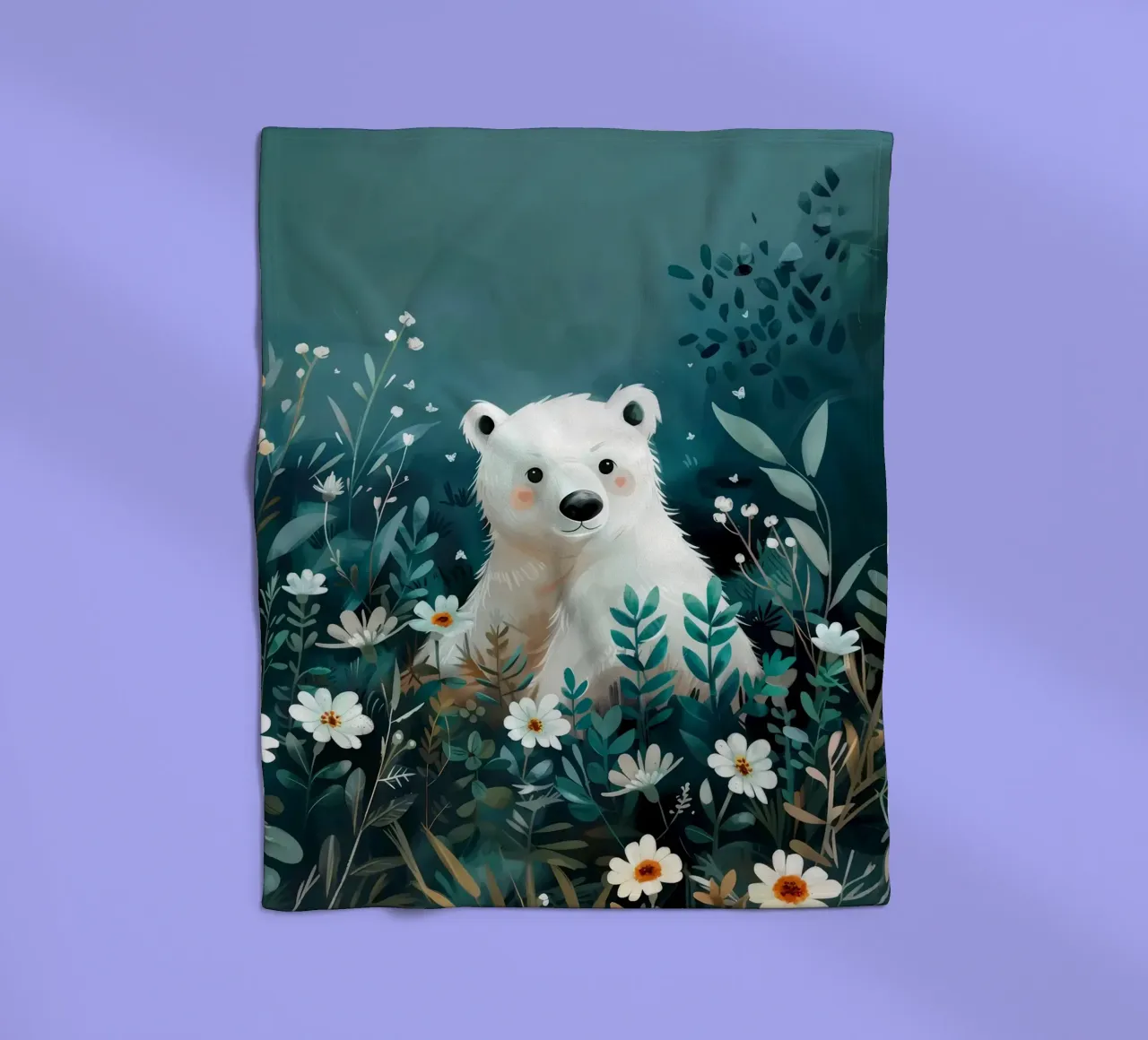 Orso polare in fiori coperta in pile da Damion Francis