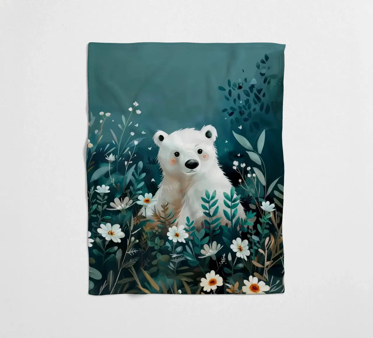 Orso polare in fiori coperta in pile da Damion Francis