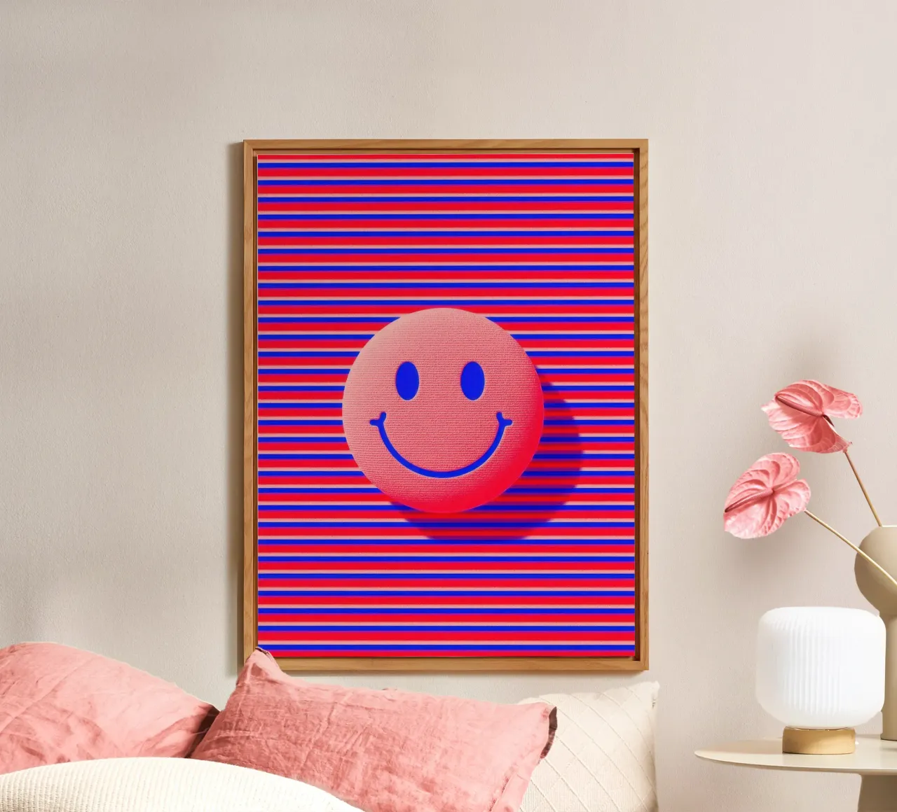 Retro Smiley Dopamin Illustrazione 3D alluminio dibond da Nikis Art Studio