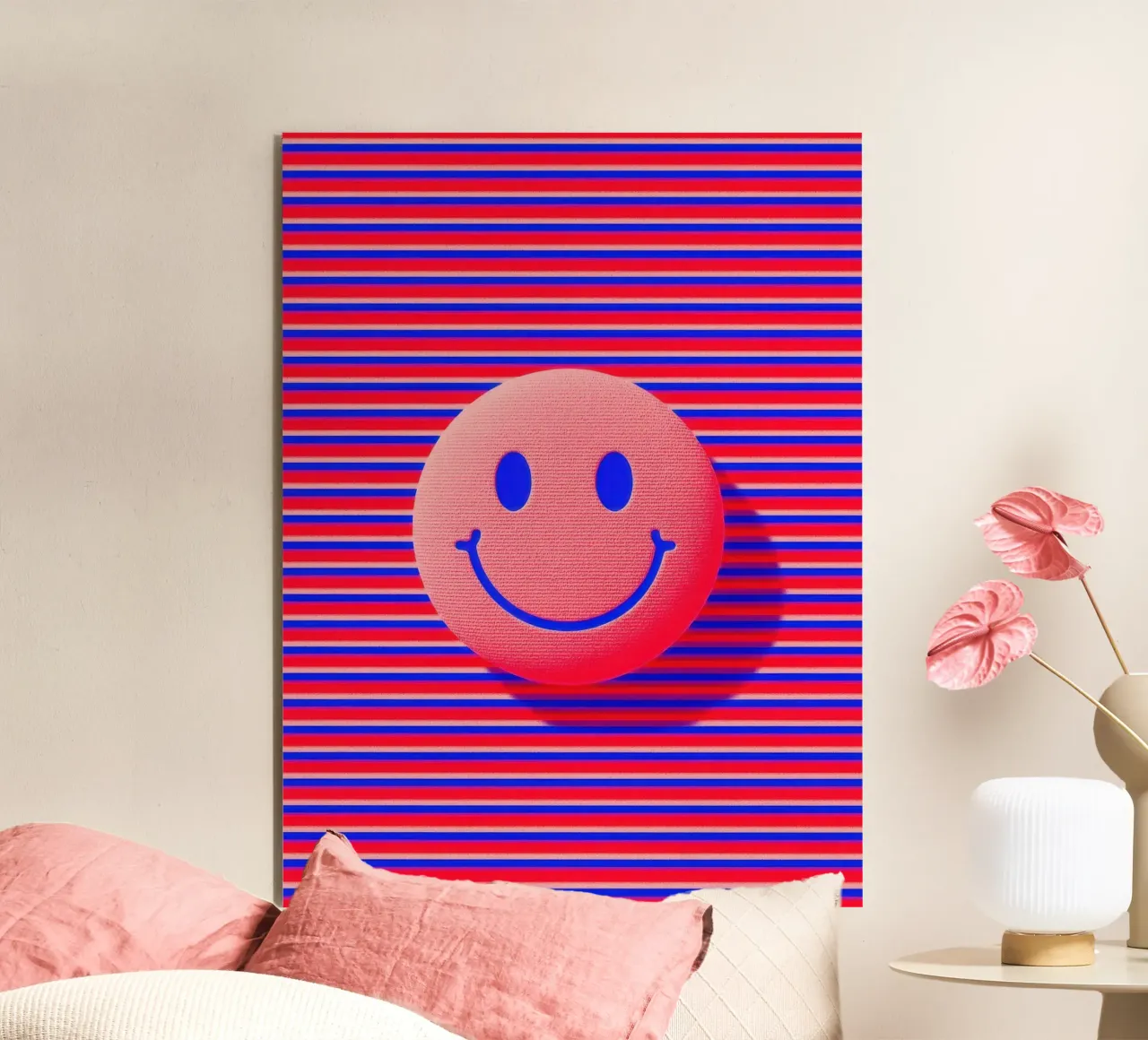 Retro Smiley Dopamin Illustrazione 3D alluminio dibond da Nikis Art Studio