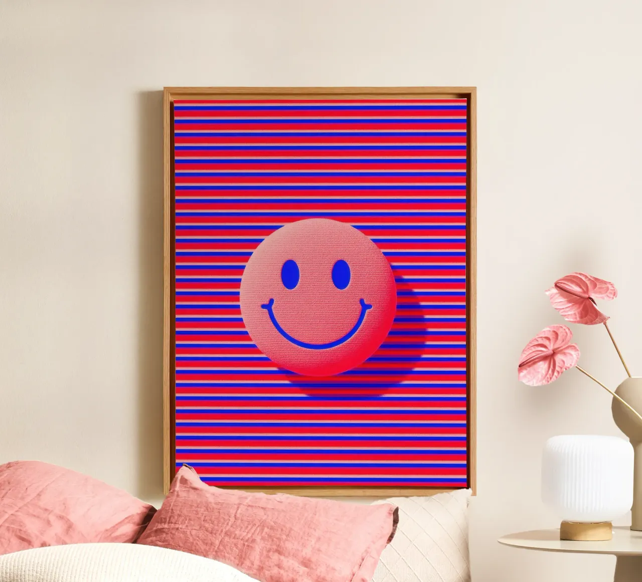 Retro Smiley Dopamin 3D Illustration canvas by Nikis Art Studio