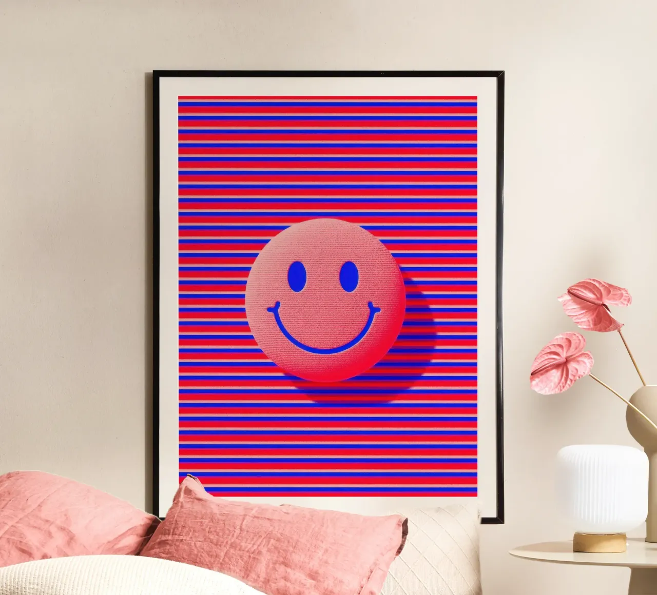 Retro Smiley Dopamin Illustrazione 3D carta hahnemühle da Nikis Art Studio