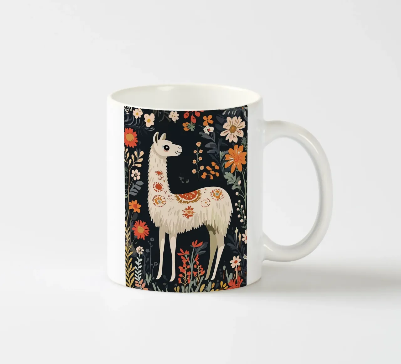 Illustrazione di lama in giardino floreale tazza in ceramica da Damion Francis