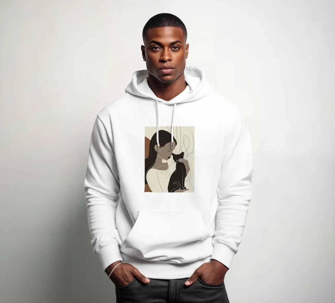 L'amore minimalista per i gatti felpa con cappuccio da Damion Francis