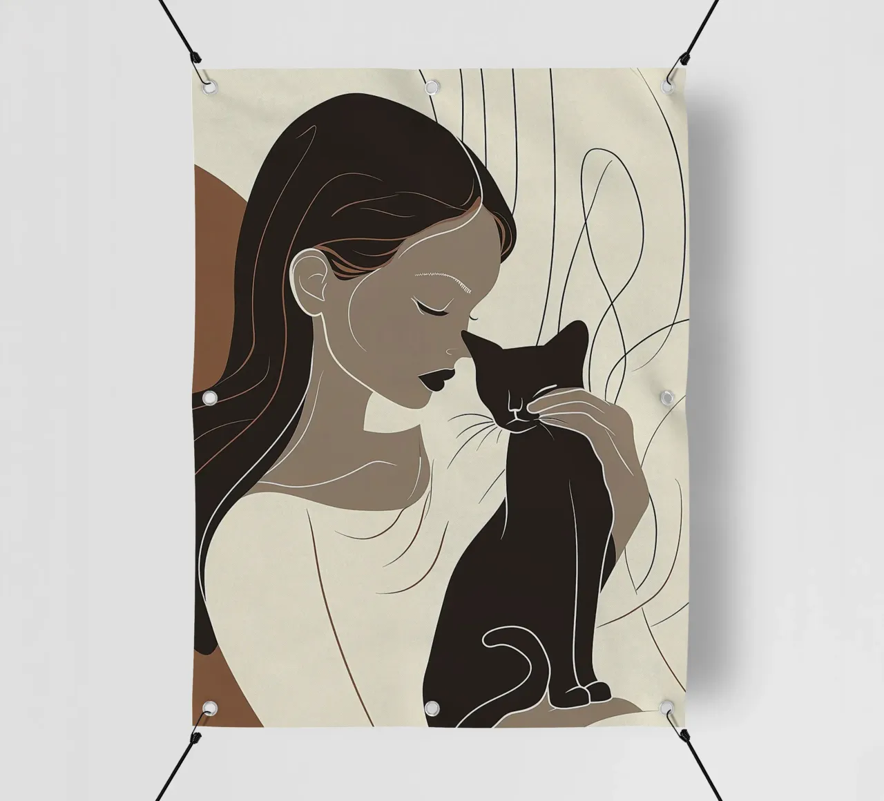 L'amore minimalista per i gatti telo in pvc da Damion Francis