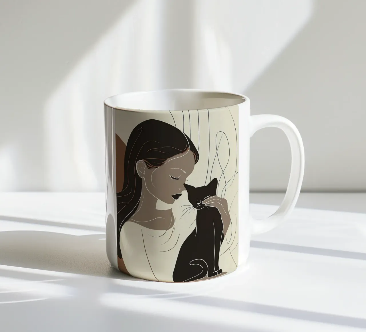 L'amore minimalista per i gatti tazza in ceramica da Damion Francis