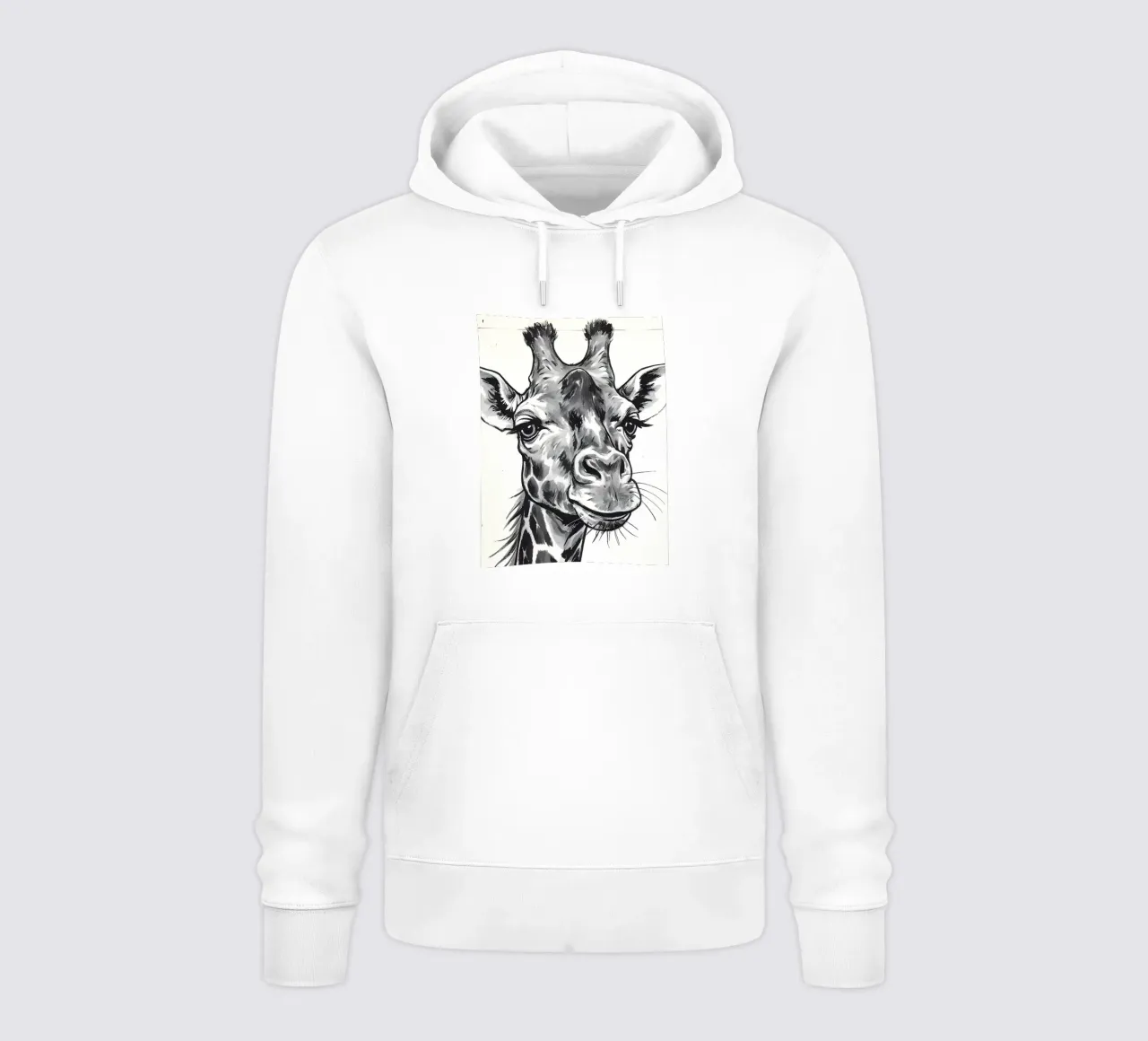 Ritratto monocromatico di giraffa felpa con cappuccio da Damion Francis