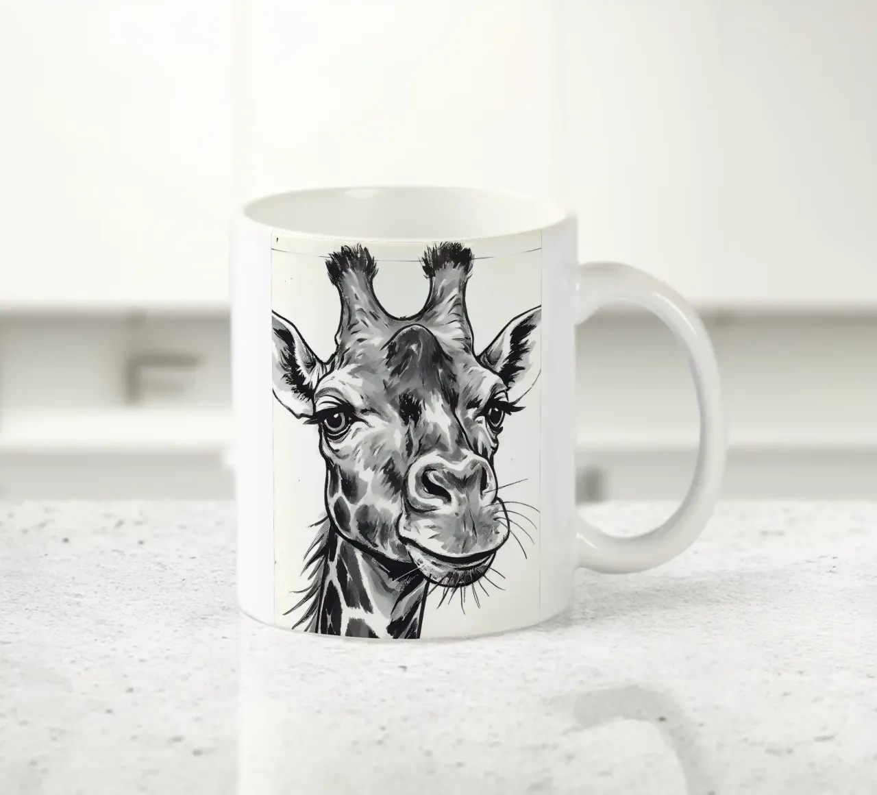 Ritratto monocromatico di giraffa tazza in ceramica da Damion Francis