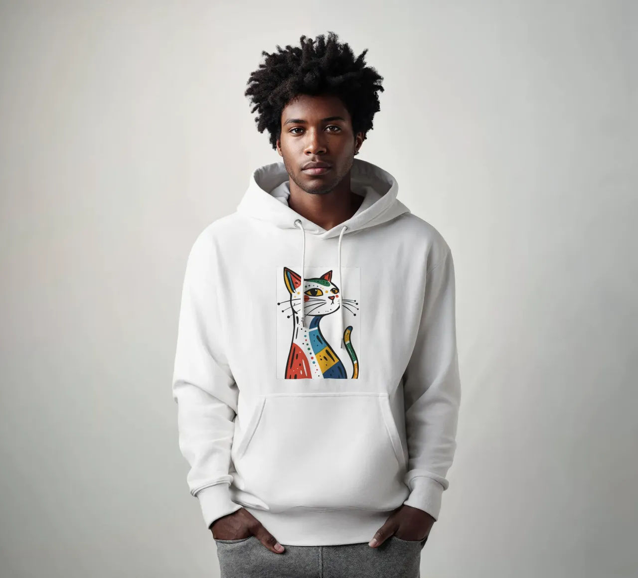 Multi Color Cat felpa con cappuccio da Damion Francis