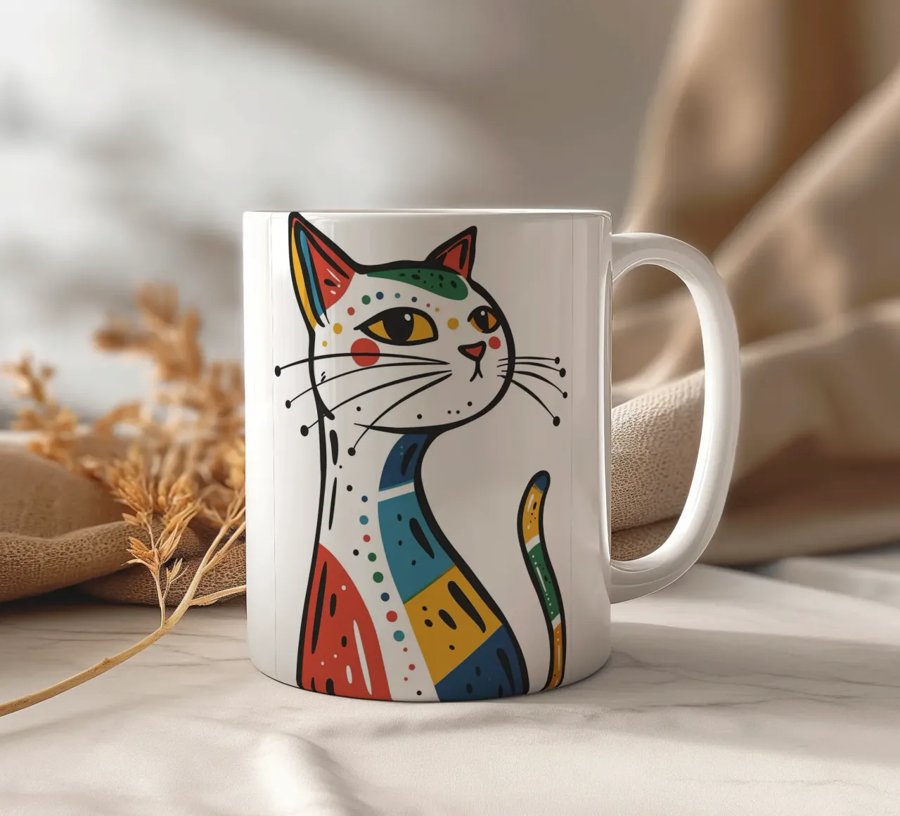 Multi Color Cat tazza in ceramica da Damion Francis