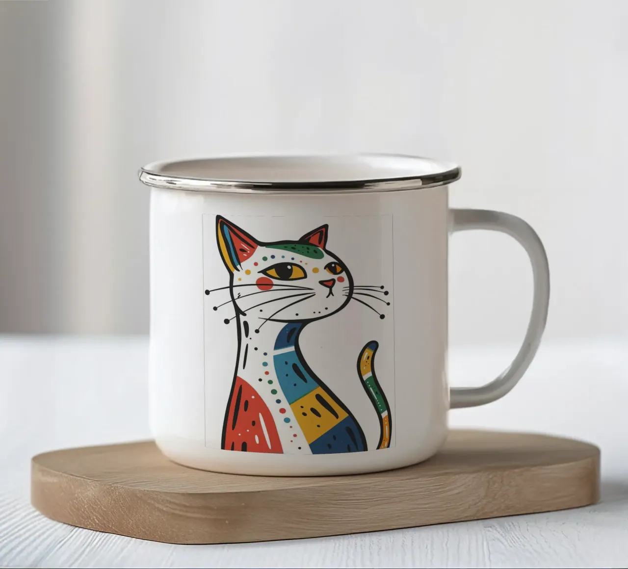 Multi Color Cat tazza in smalto da Damion Francis
