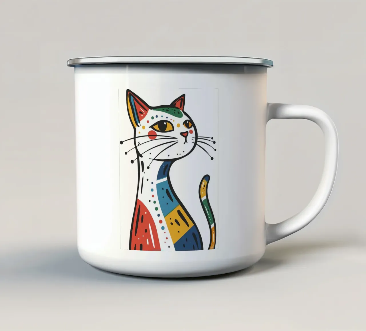 Multi Color Cat tazza in smalto da Damion Francis