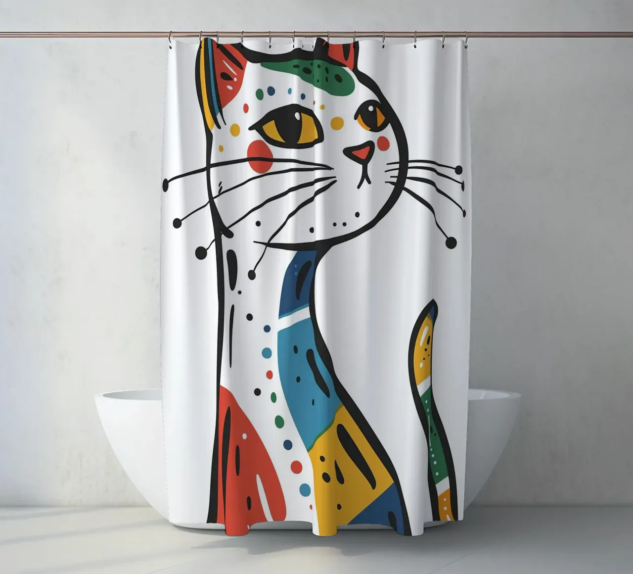 Multi Color Cat tenda da doccia da Damion Francis