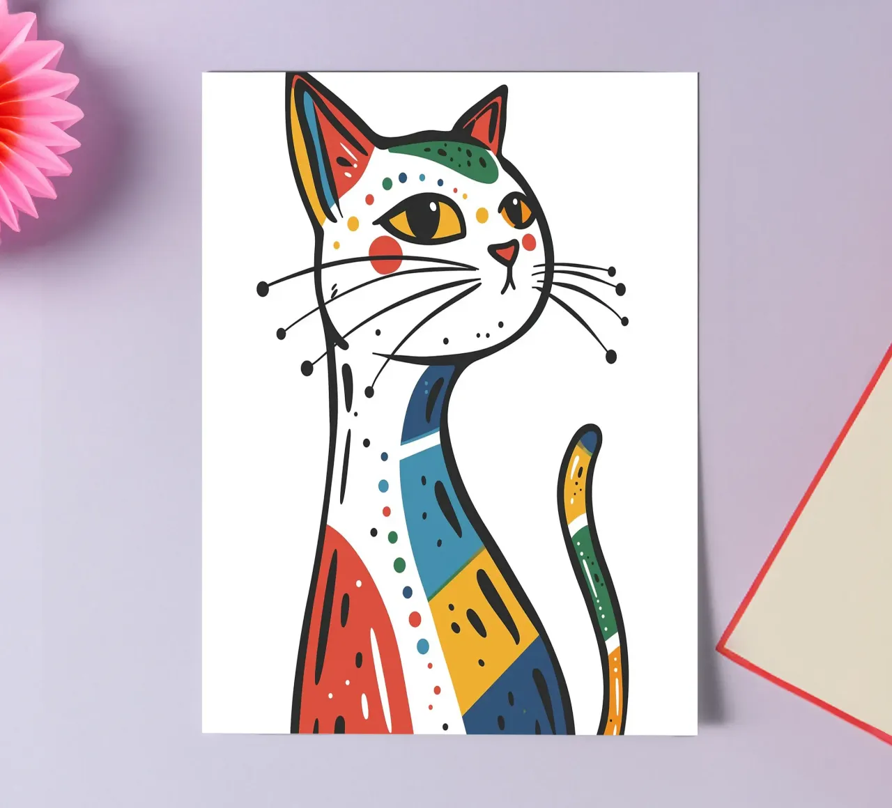 Multi Color Cat foglio adesivo da Damion Francis