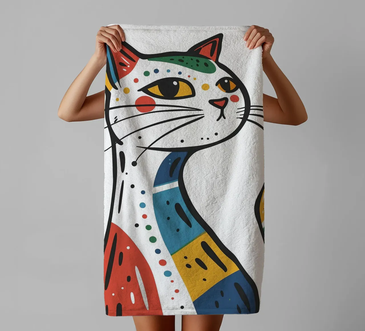 Multi Color Cat asciugamano da bagno da Damion Francis