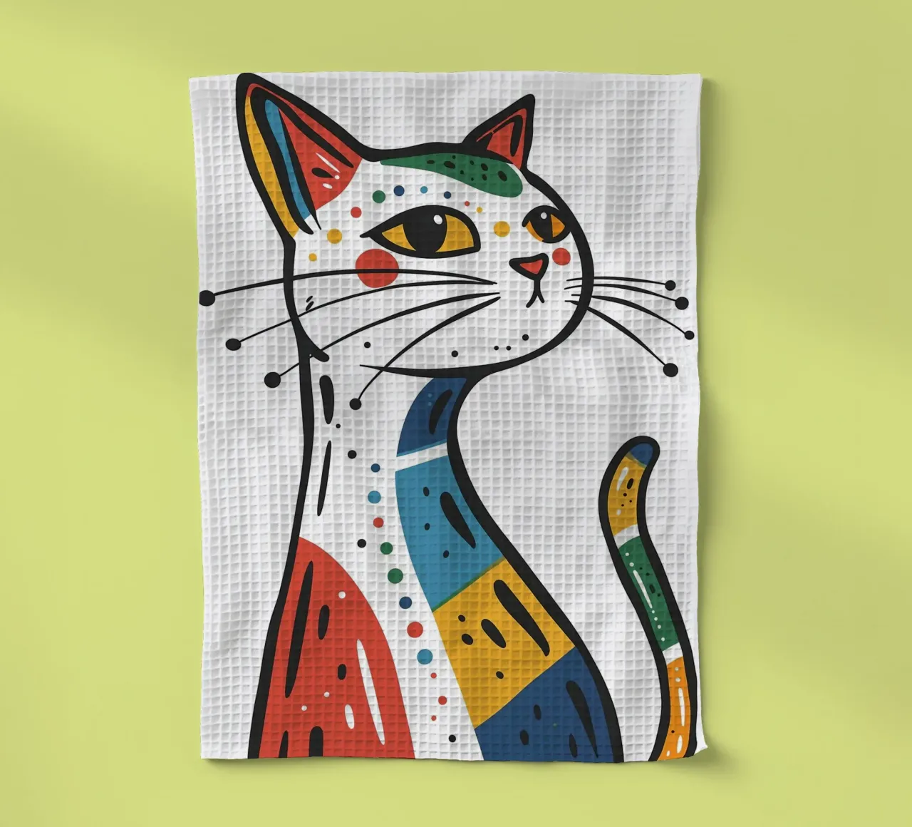 Chat multicolore torchon de Damion Francis