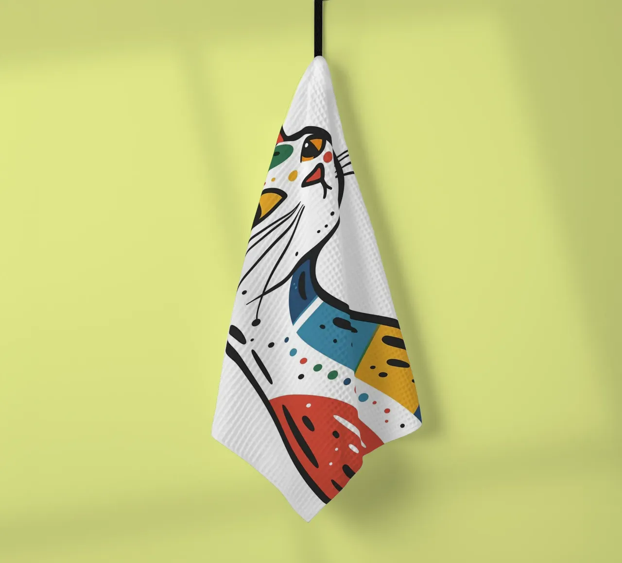 Chat multicolore torchon de Damion Francis